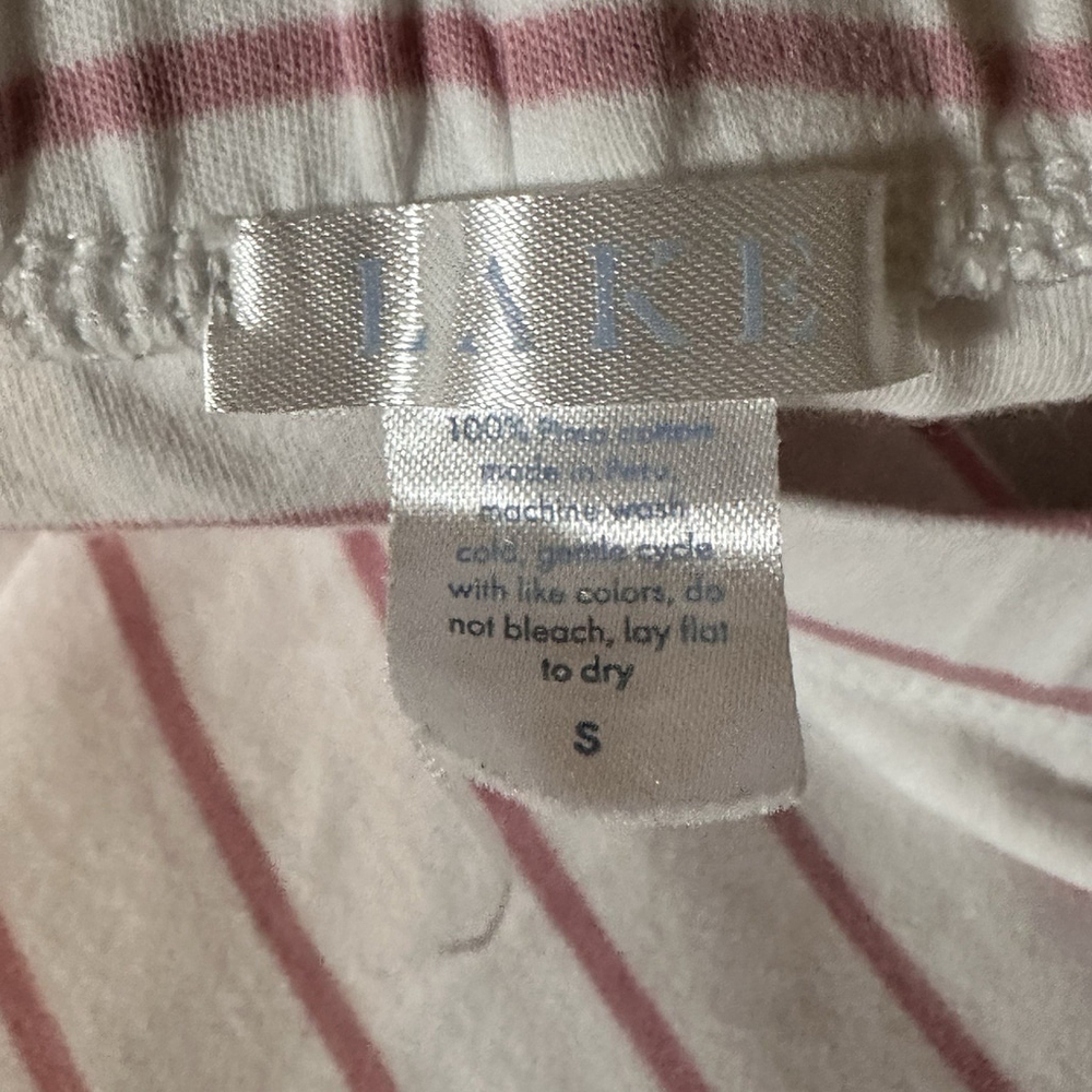 Lake Pajamas Set Womens Small Pink White Stripe Pima Cotton Loungewear Short Slv - Picture 6 of 10
